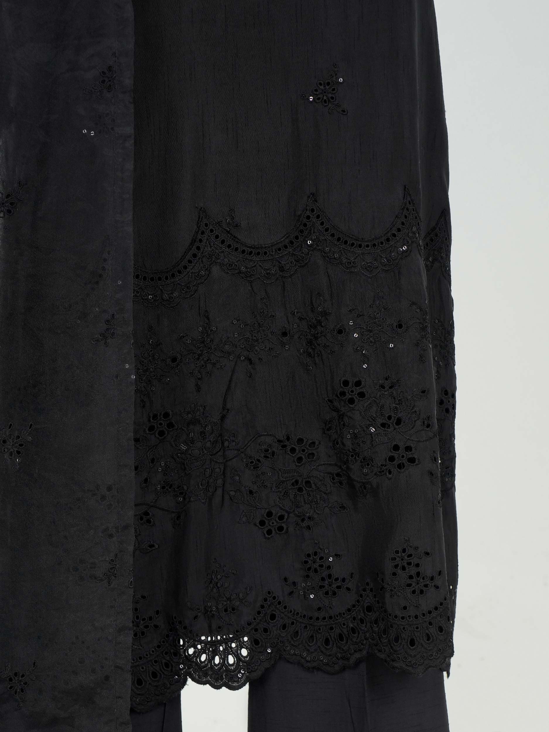 3 Piece Raw Silk Suit- Embroidered (Pret)