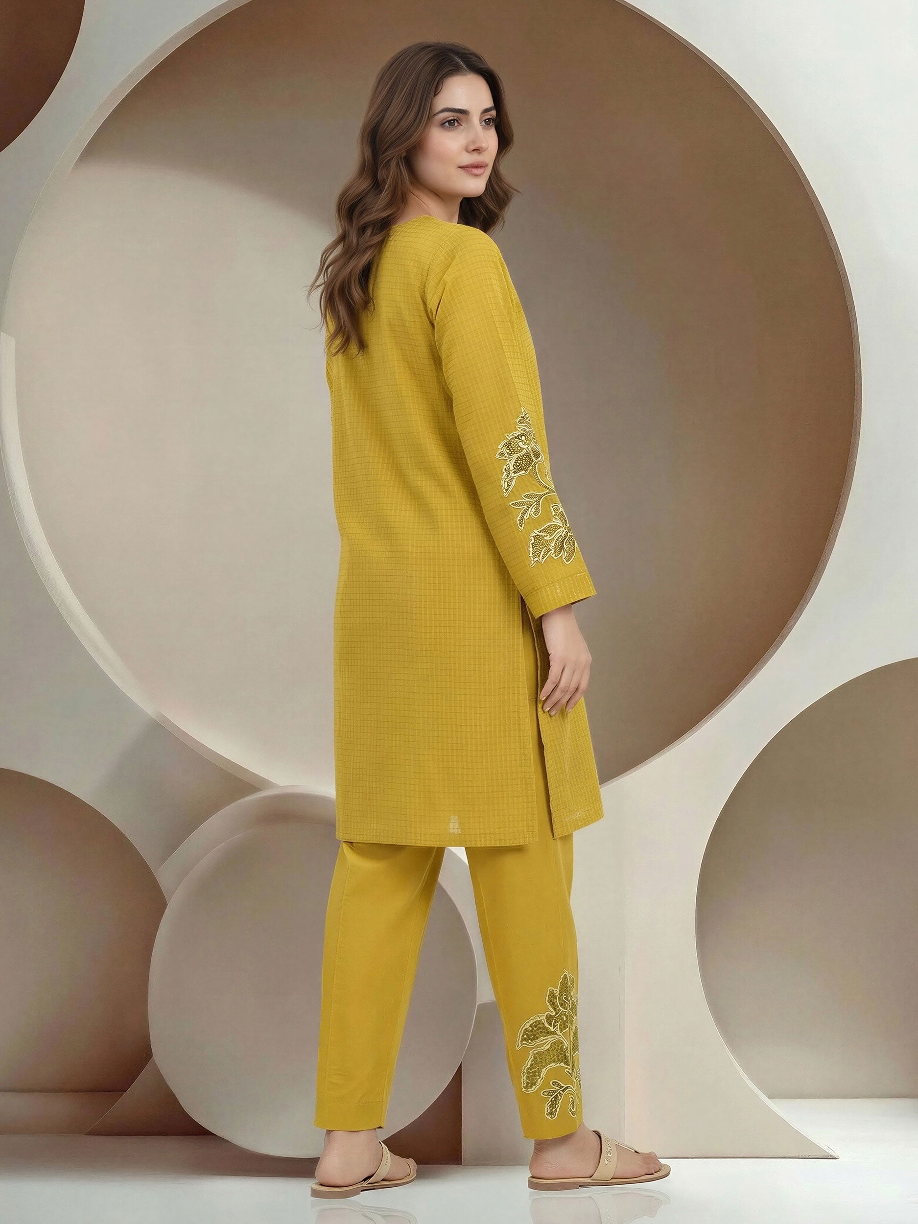 2 Piece Lawn Texture Suit- Embroidered (Pret)