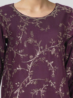 3 Piece Raw Silk Suit- Embroidered (Pret)