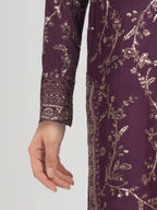 3 Piece Raw Silk Suit- Embroidered (Pret)