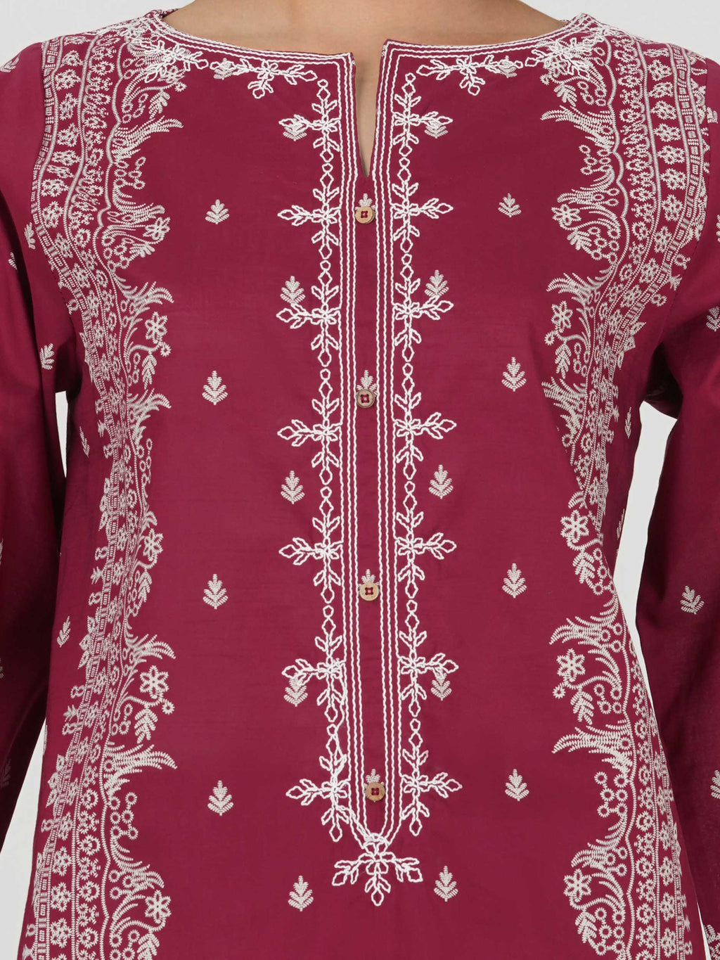 Lawn Slub Co-ord Set- Embroidered