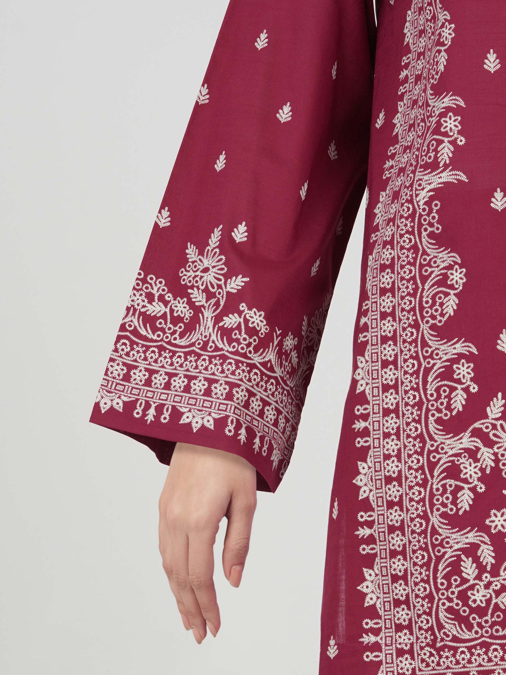 Lawn Slub Co-ord Set- Embroidered