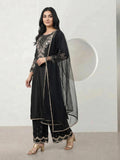 3 Piece Viscose Glitter Suit- Embroidered (Pret)