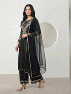 3 Piece Viscose Glitter Suit- Embroidered (Pret)