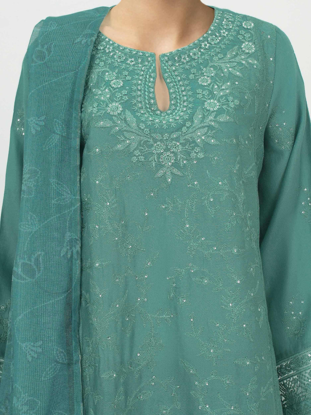 3 Piece Dobby Suit- Embroidered (Pret)