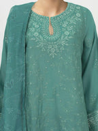 3 Piece Dobby Suit- Embroidered (Pret)
