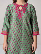 3 Piece Satin Suit- Embroidered (Pret)