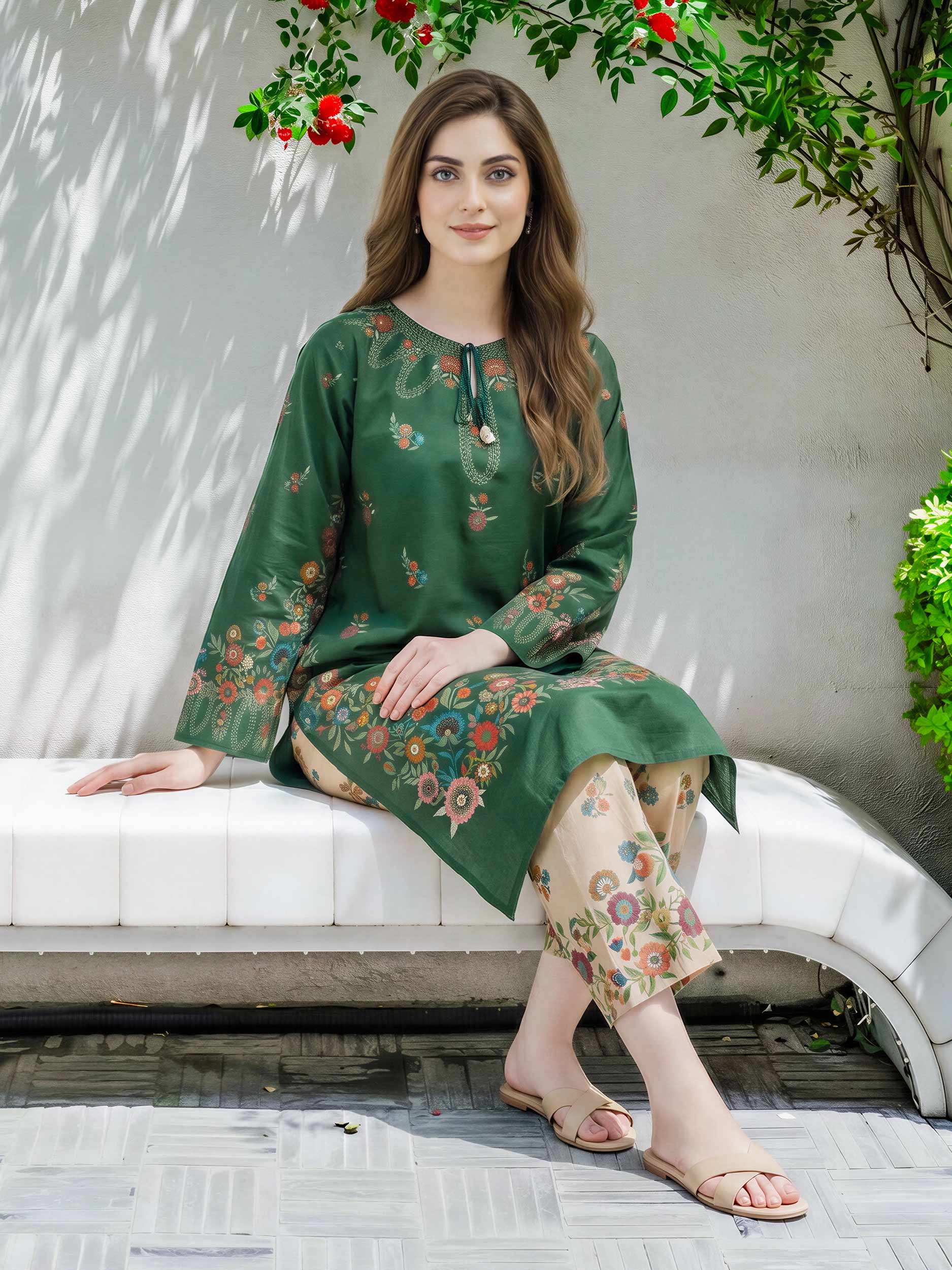 2 Piece Lawn Slub Suit (Pret)