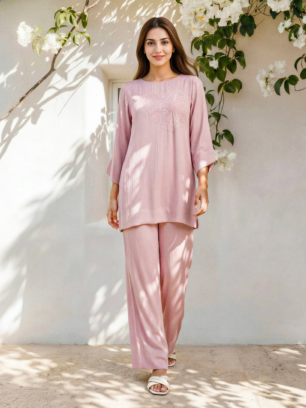 Silk Co-ord Set- Embroidered