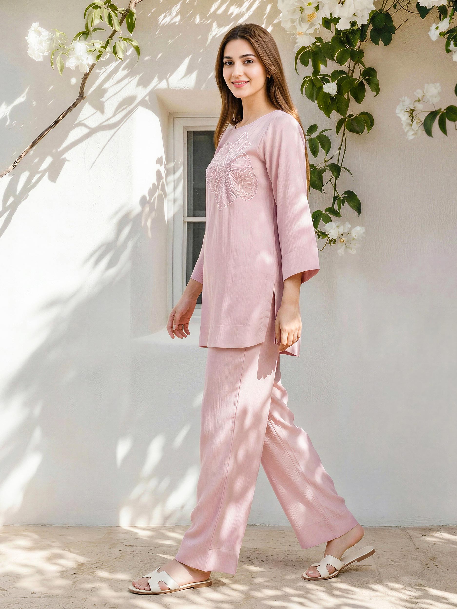 Silk Co-ord Set- Embroidered