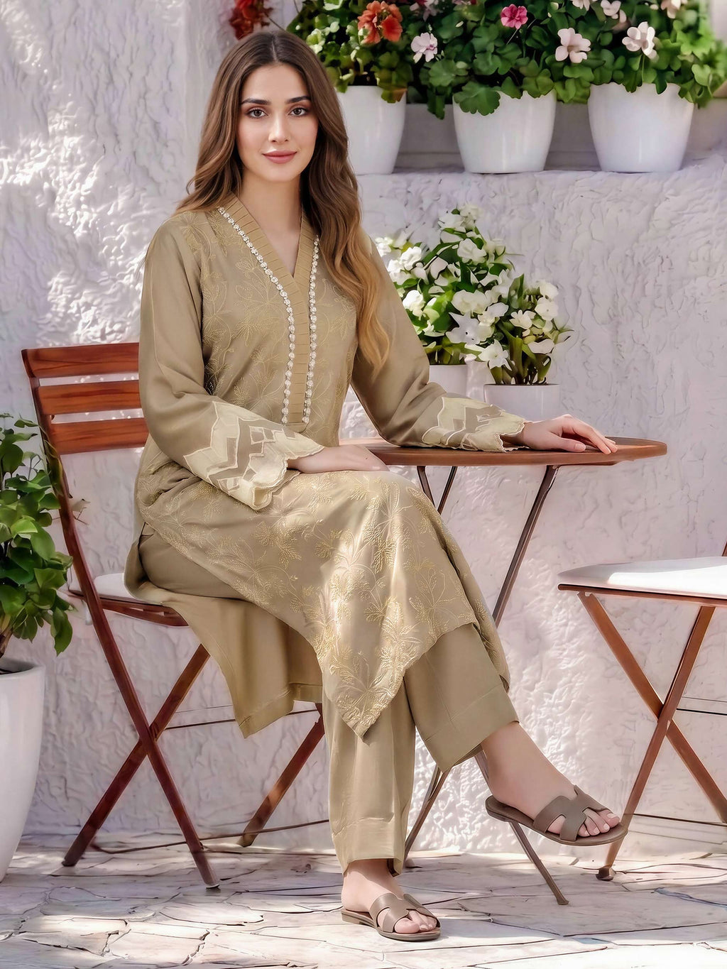 2 Piece Silk Suit- Embroidered (Pret)