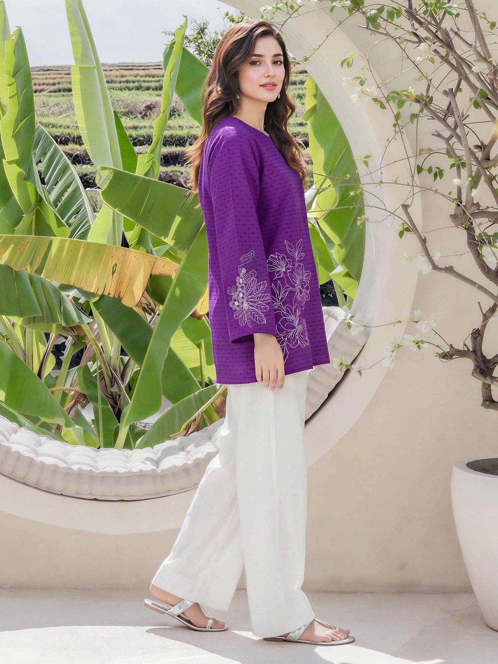 Lawn Texture Kurti- Embroidered (Pret)