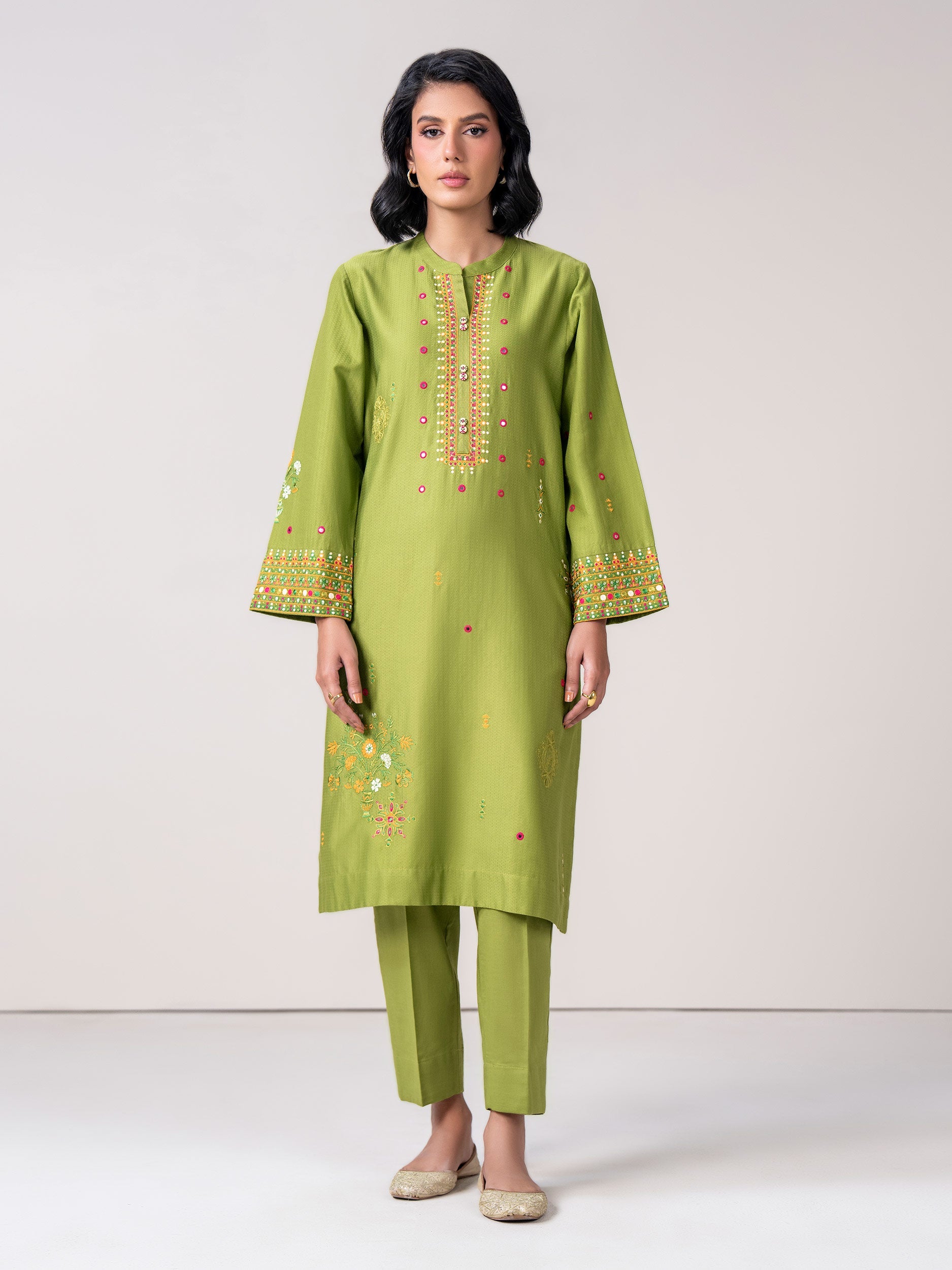 2 Piece Dobby Suit- Embroidered (Pret)