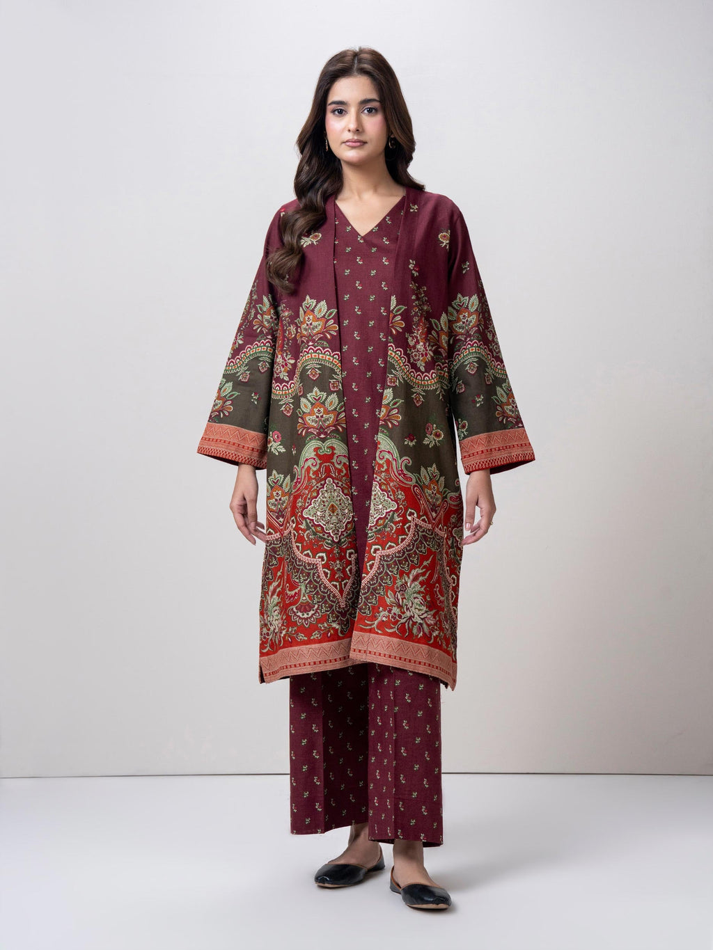 2 Piece Cardigan Khaddar Suit (Pret)