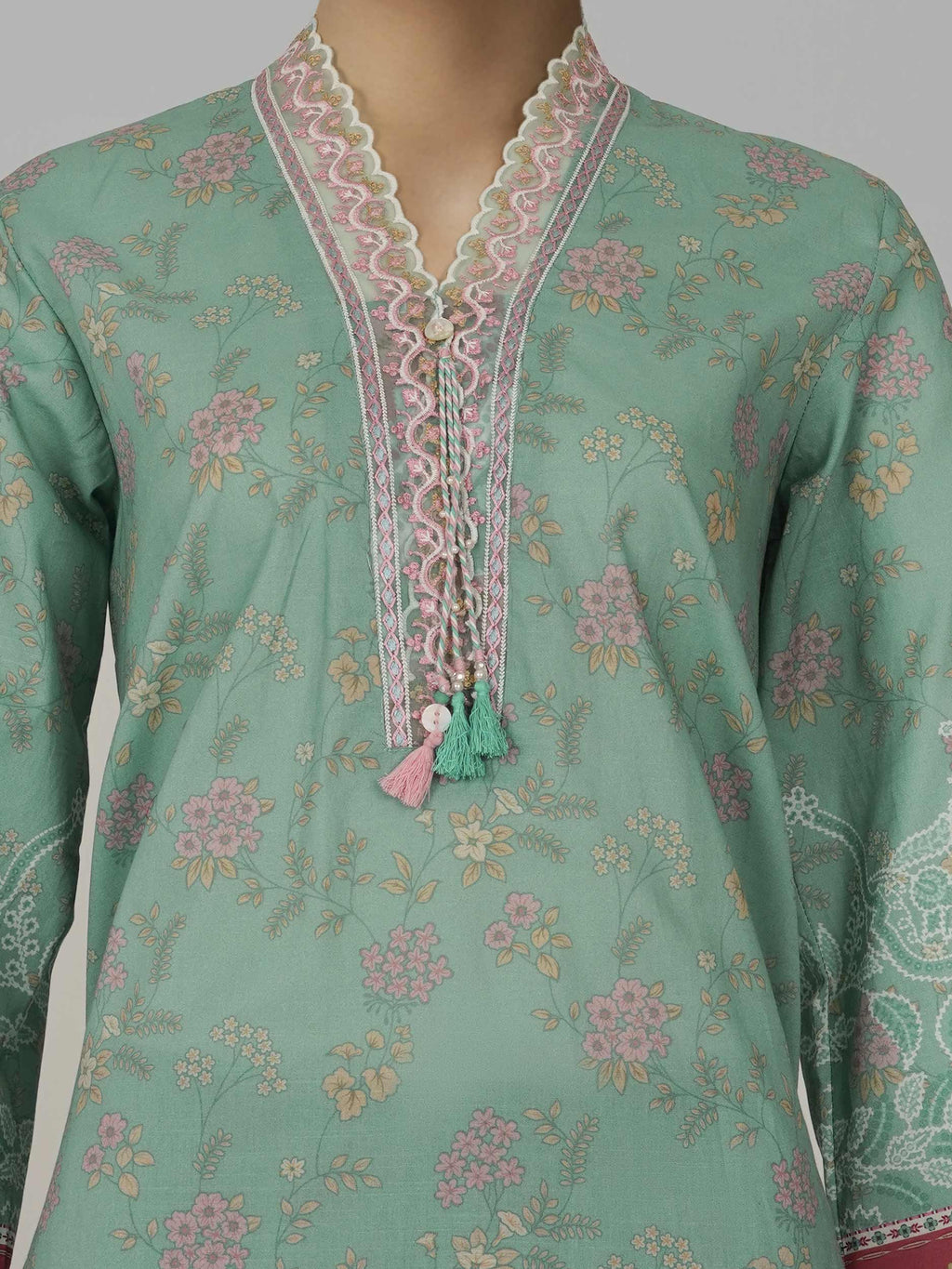 3 Piece Lawn Slub Suit- Embroidered (Pret)