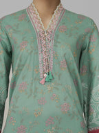3 Piece Lawn Slub Suit- Embroidered (Pret)