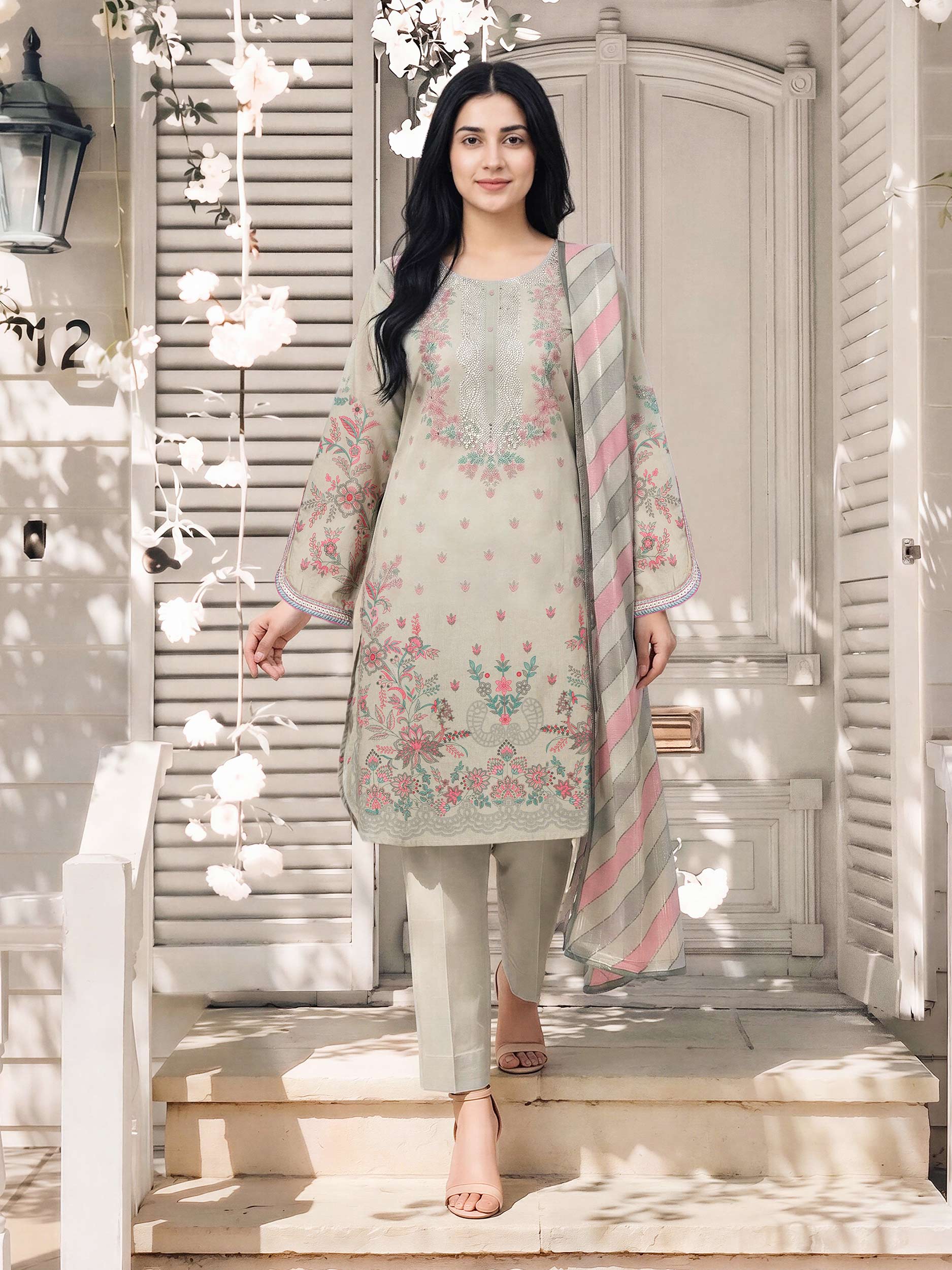 3 Piece Lawn Suit- Embroidered (Pret)