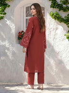2 Piece Lawn Slub Suit- Embroidered (Pret)