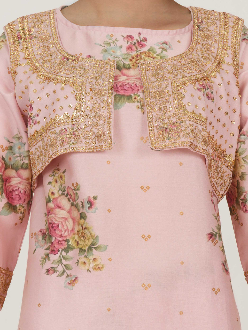 2 Piece Satin Suit- Embroidered (Pret)