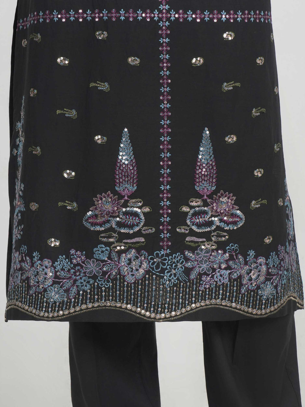 3 Piece Lawn Slub Suit- Embroidered (Pret)