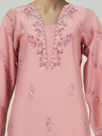 2 Piece Satin Suit- Embroidered (Pret)