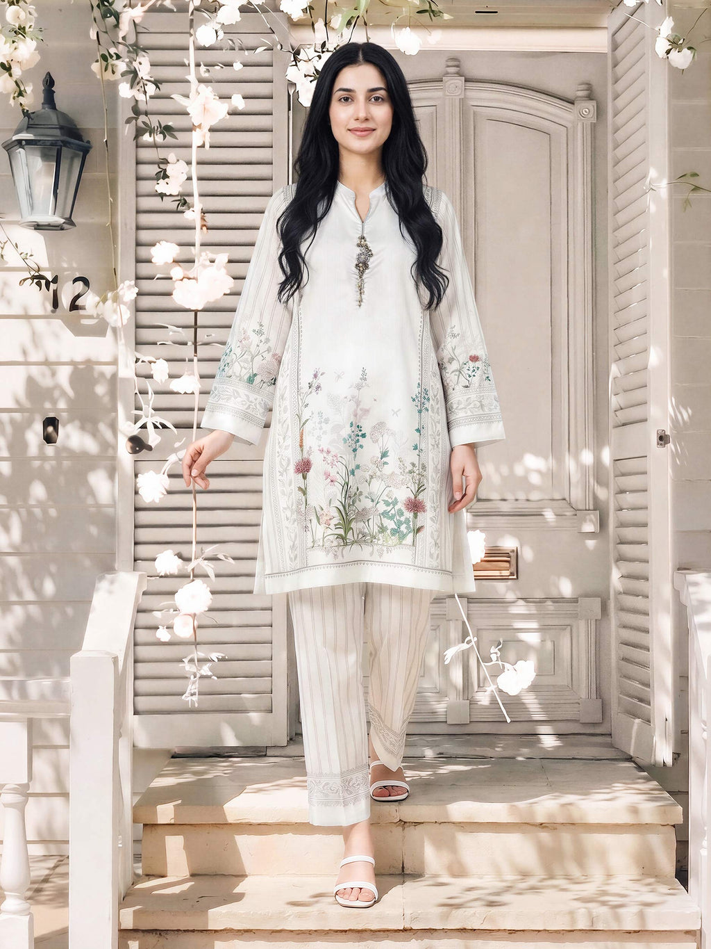 2 Piece Silk Suit- Embellished (Pret)