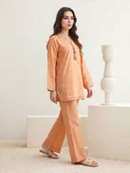 Lawn Slub Co-ord Set- Embroidered