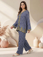 Silk Co-ord Set- Embroidered