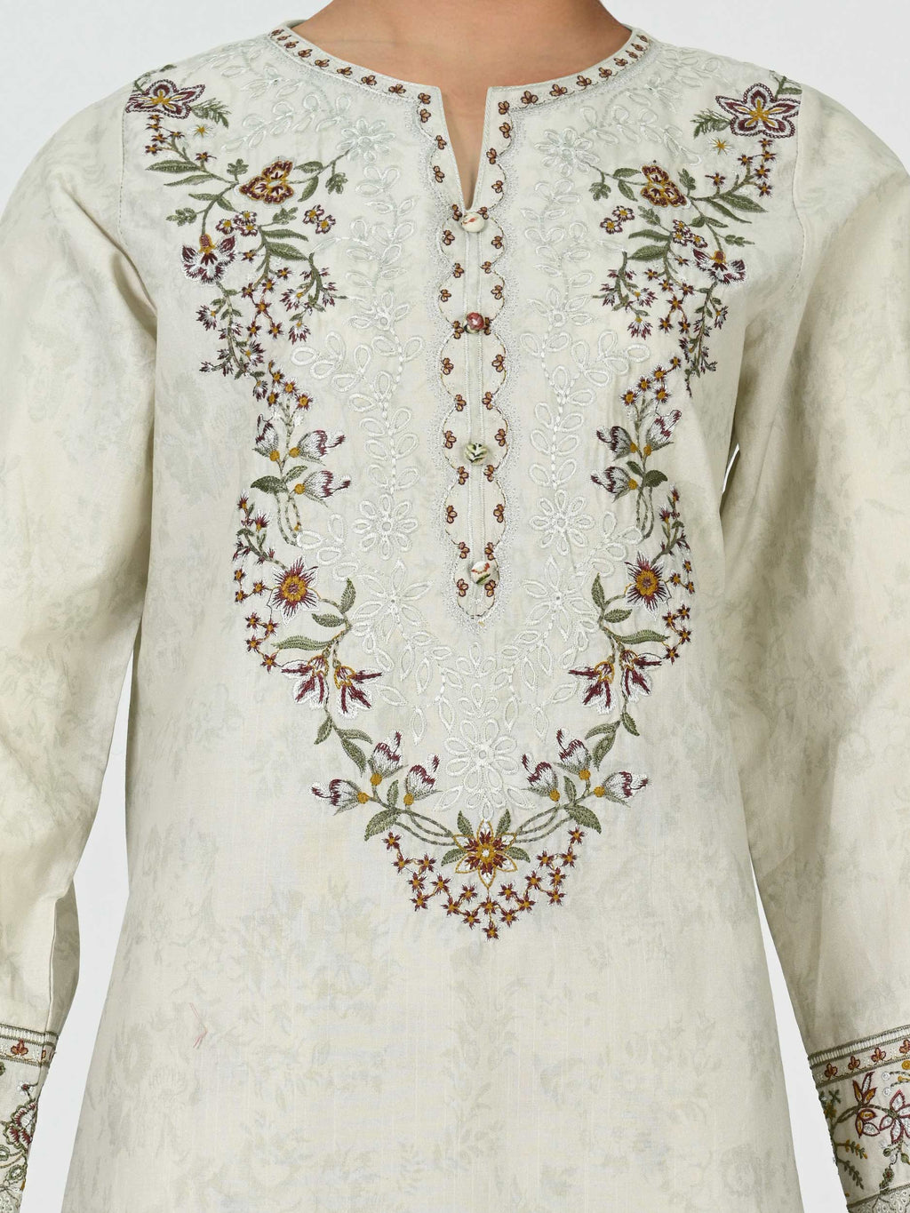 2 Piece Lawn Slub Suit- Embroidered (Pret)