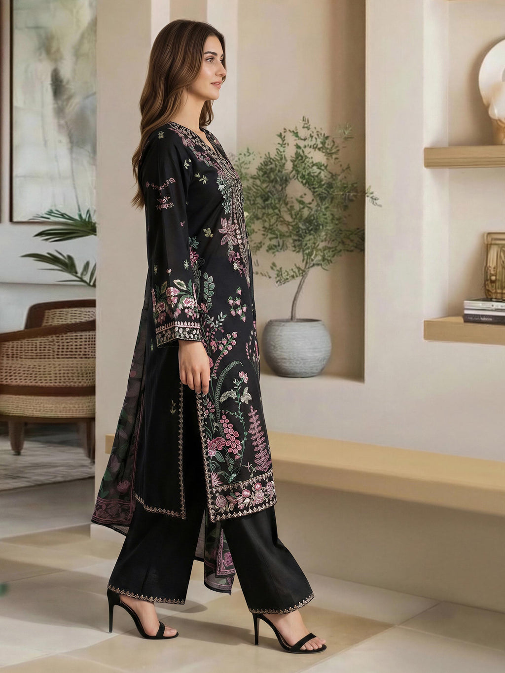 3 Piece Lawn Suit- Embroidered (Pret)