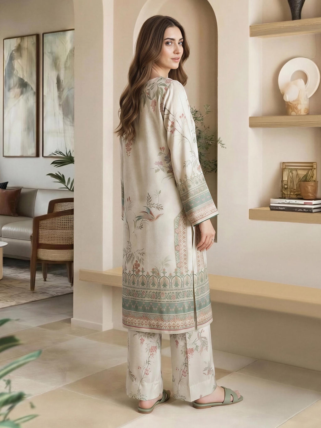 2 Piece Silk Suit- Embellished (Pret)