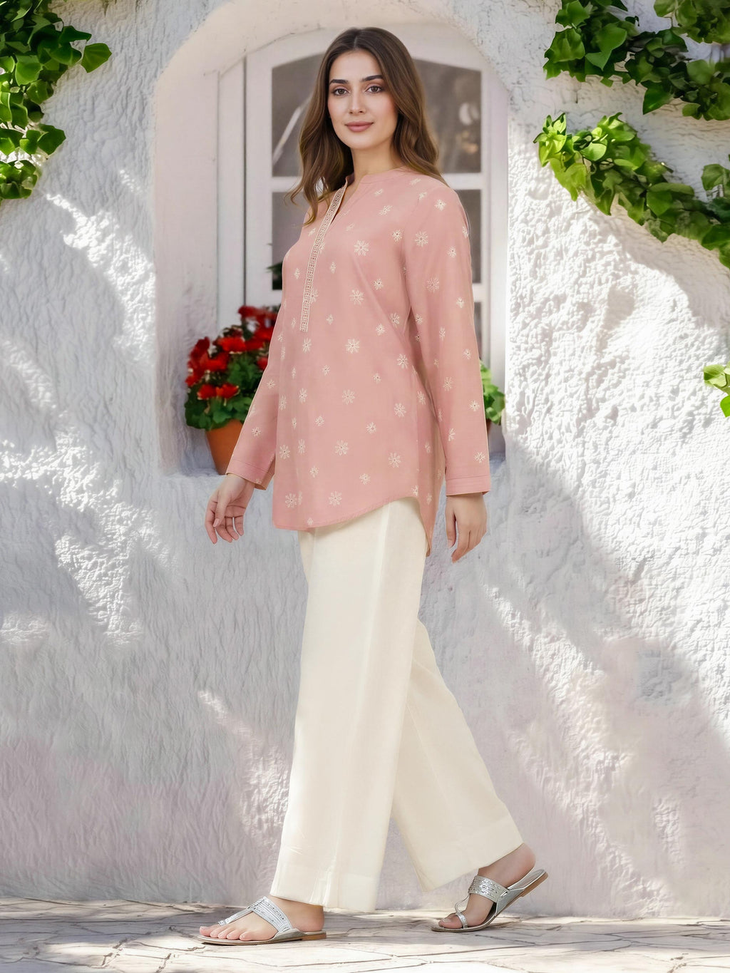 Yarn Dyed Kurti- Embroidered (Pret)