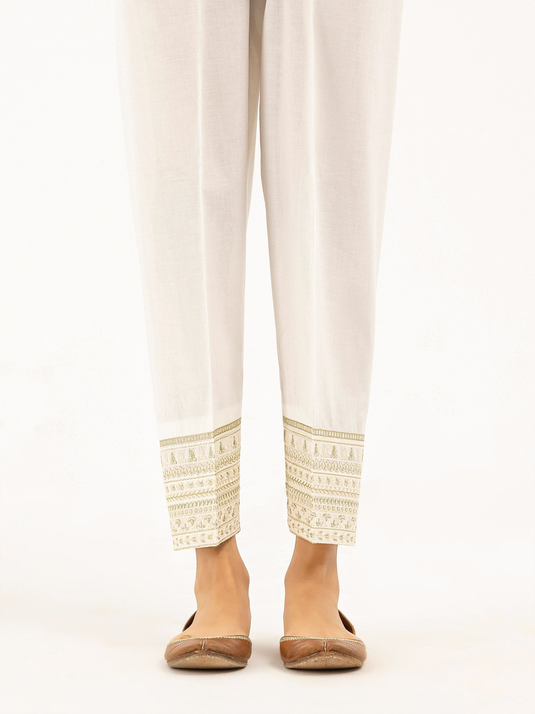 Cambric Trousers-Embroidered (Pret)