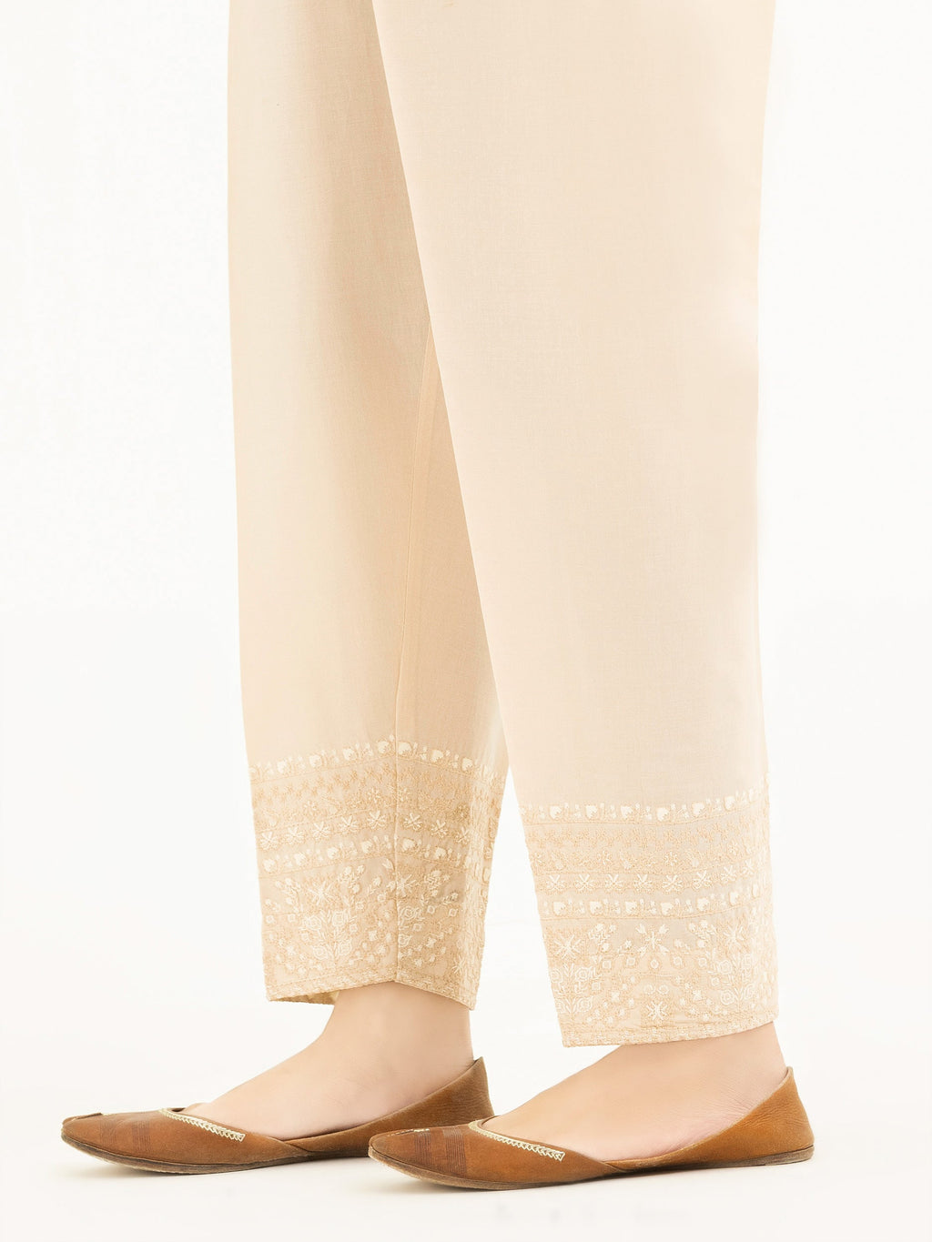 Embroidered Cambric Trousers(Pret)