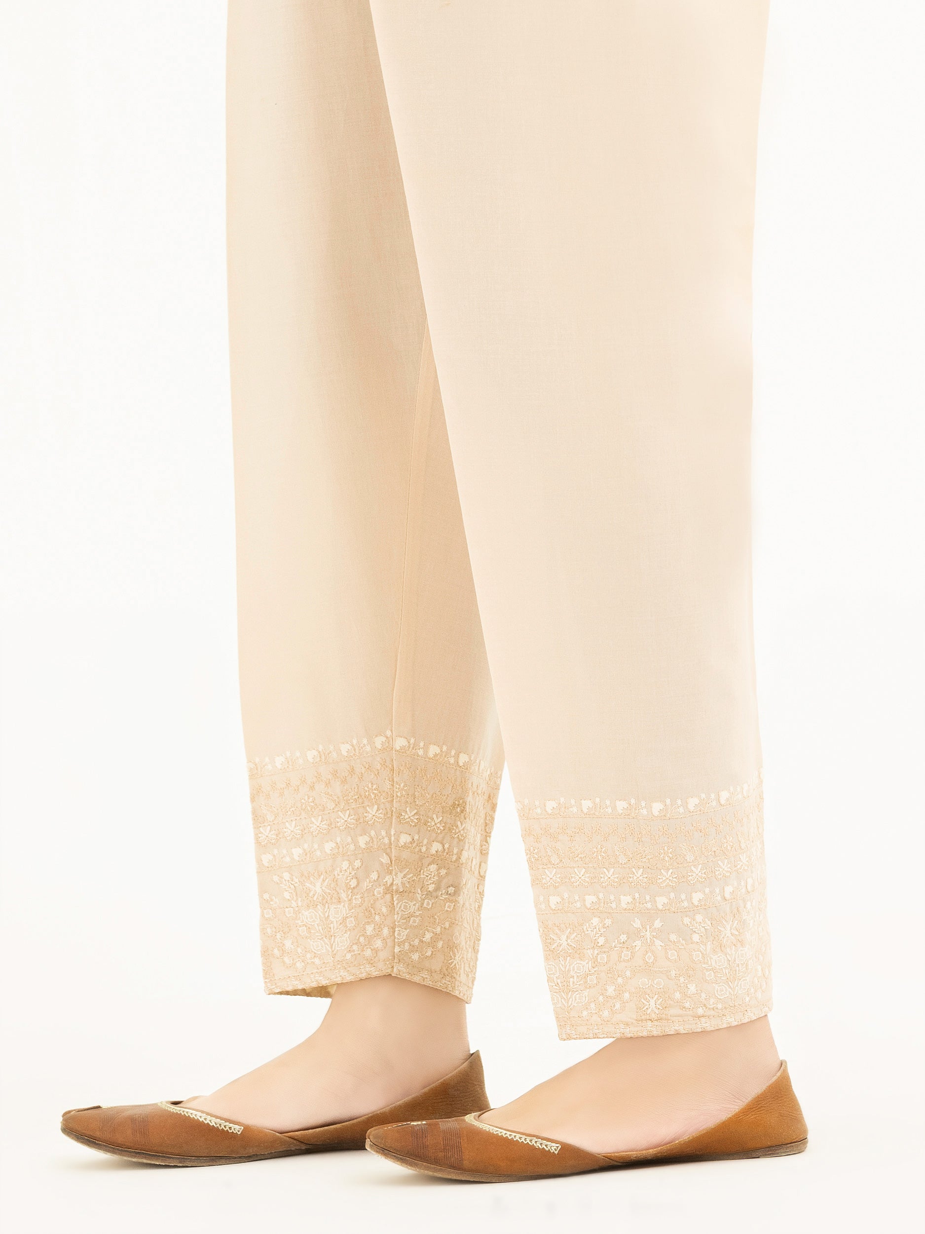 Embroidered Cambric Trousers(Pret)