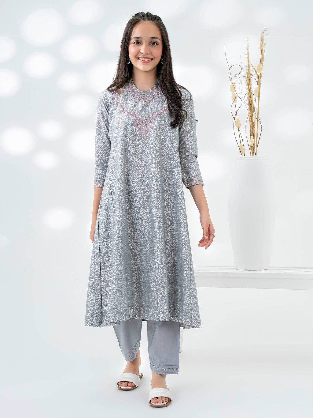 2 Piece Cambric Suit-Embroidered