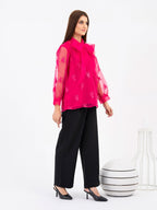 Organza Top With Inner-Embroidered