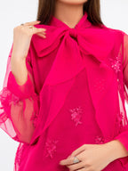 Organza Top With Inner-Embroidered
