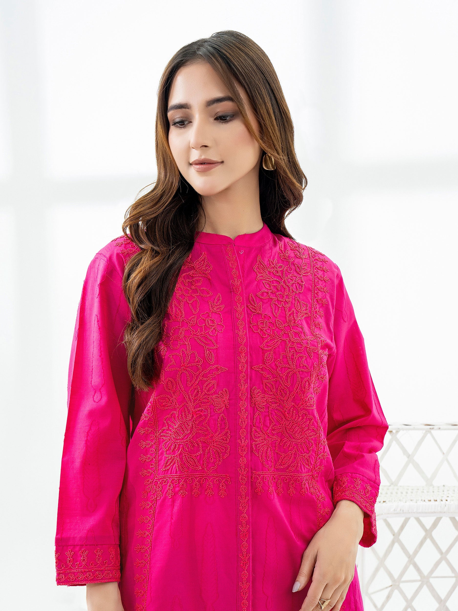 Jacquard Kurti-Embroidered (Pret)