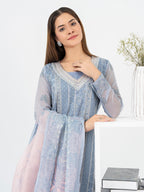 3 Piece Chiffon Suit-Embroidered (Pret)