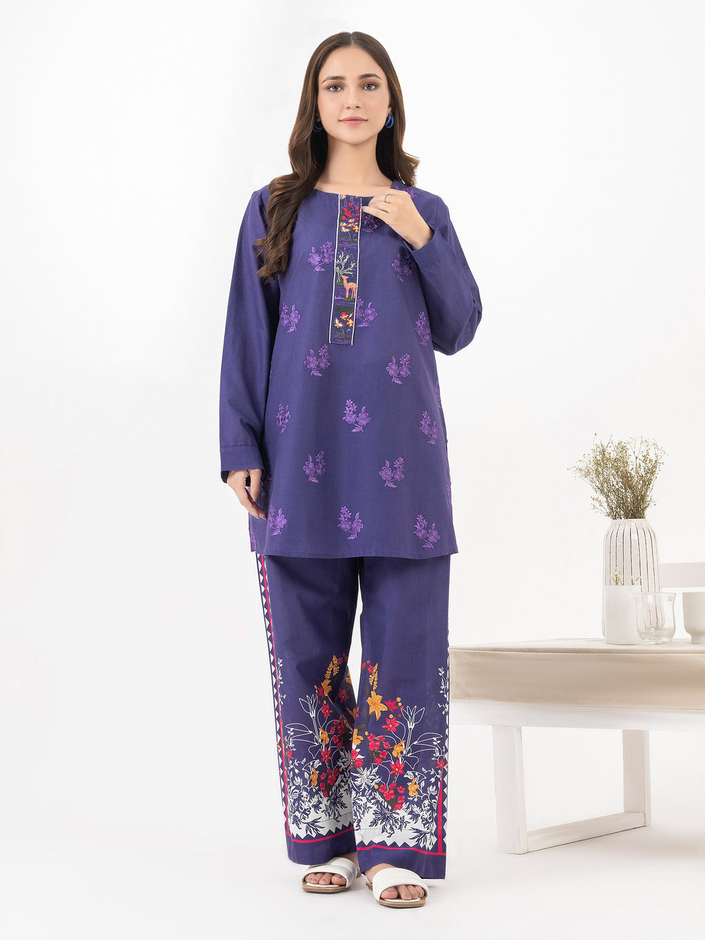 Lawn Co-Ord Set-Embroidered