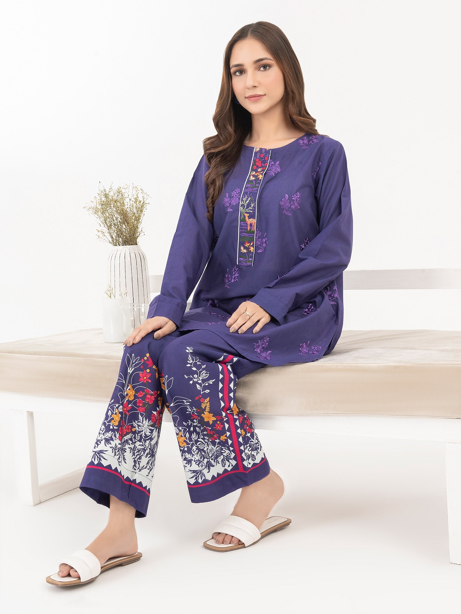 Lawn Co-Ord Set-Embroidered
