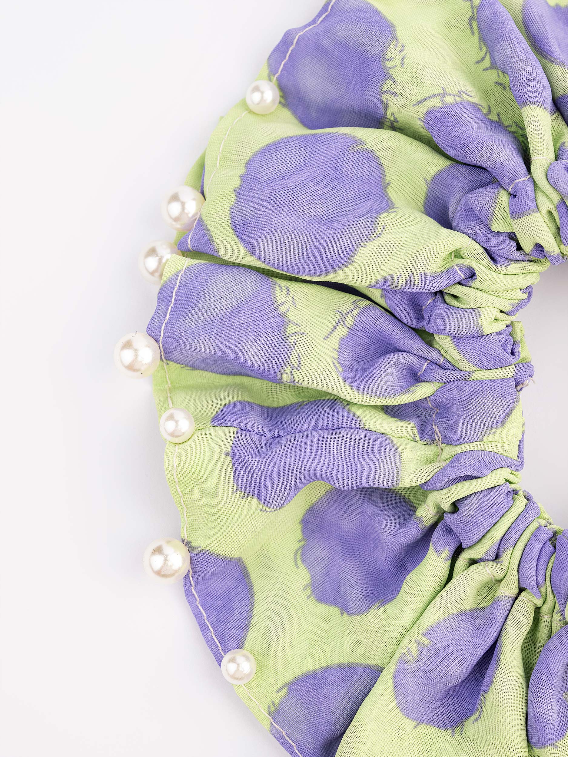Pearl Embellished Printed Hair Tie
