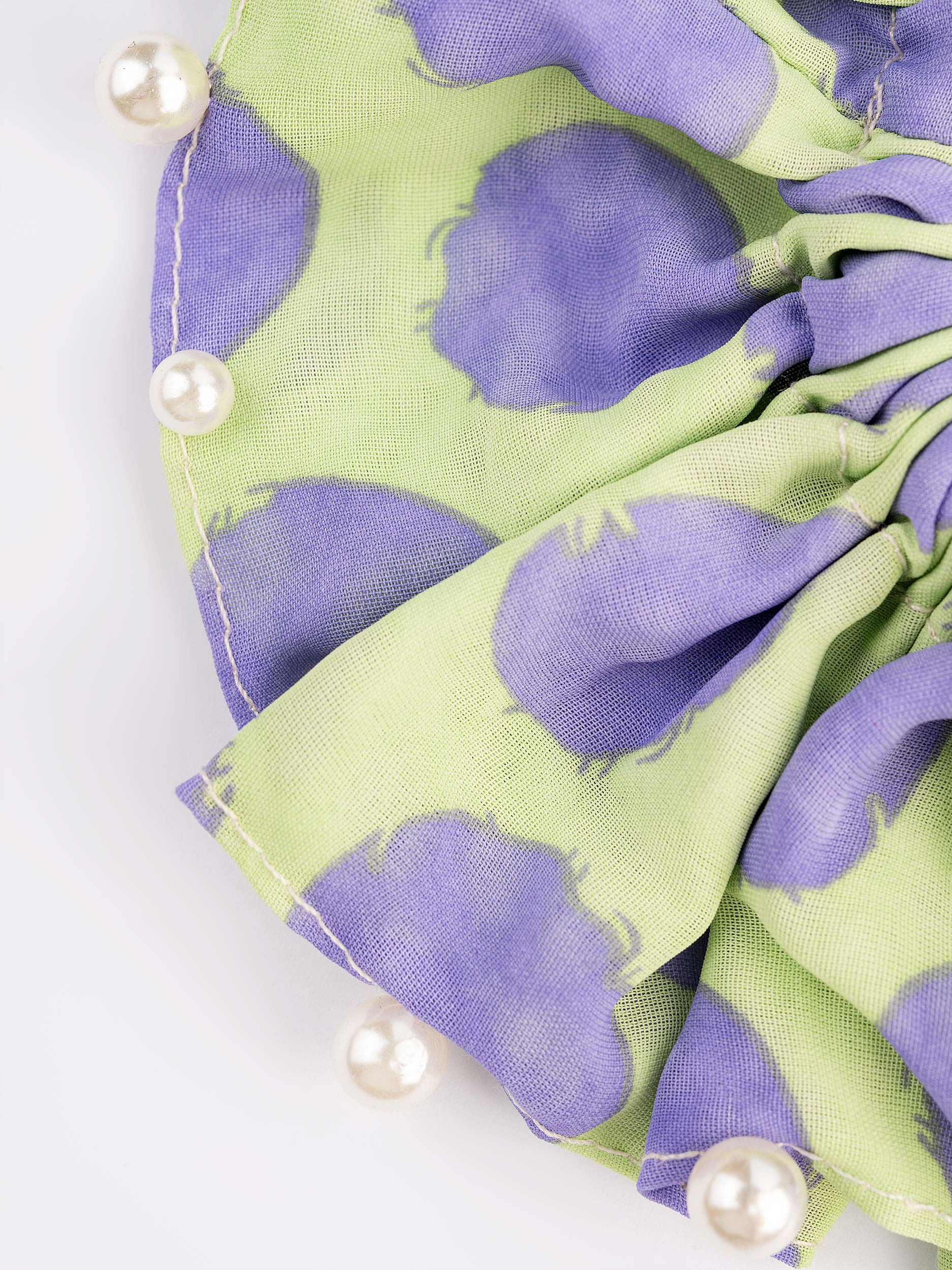 Pearl Embellished Printed Hair Tie