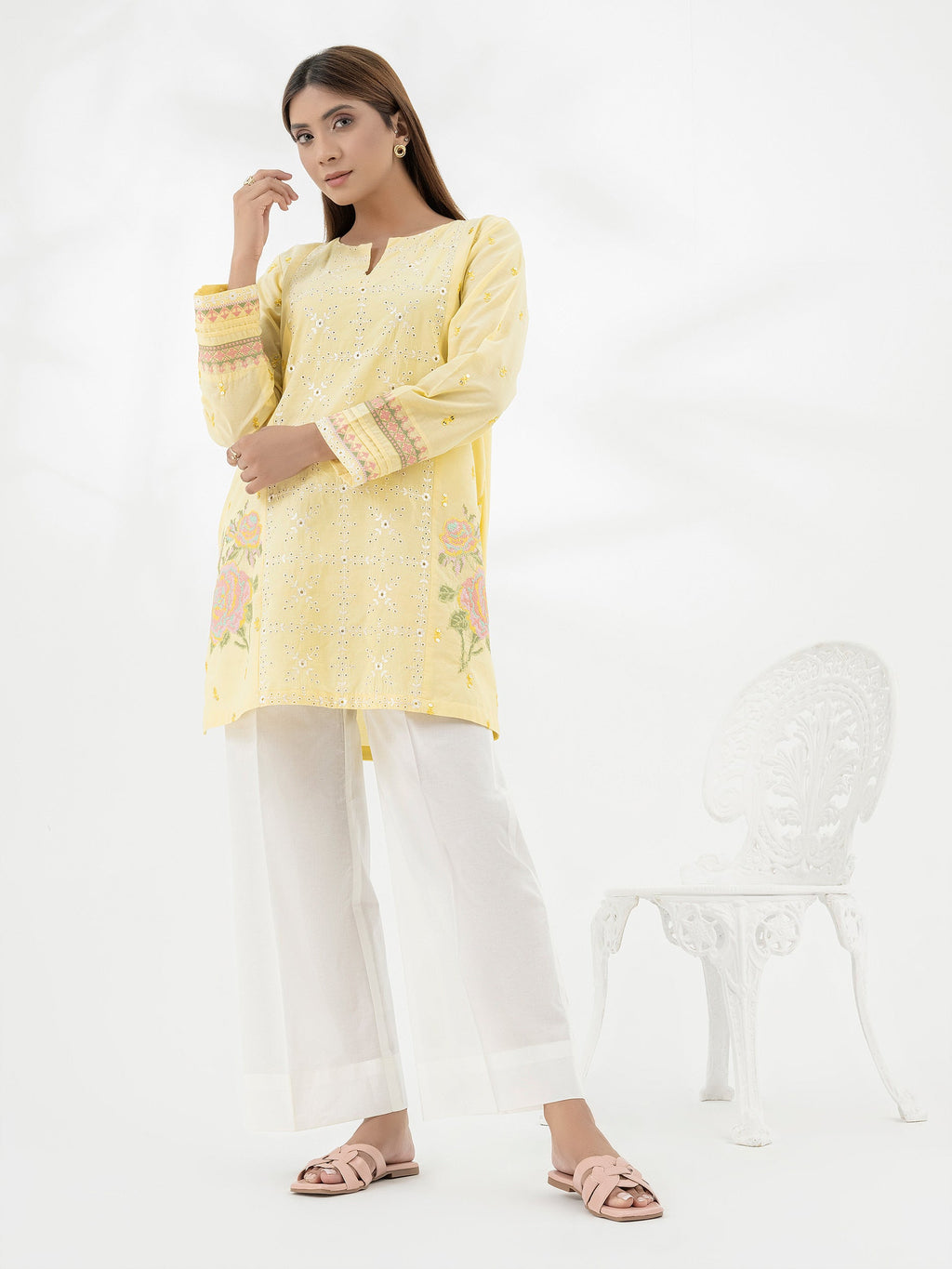 Yarn Dyed Kurti-Embroidered (Pret)