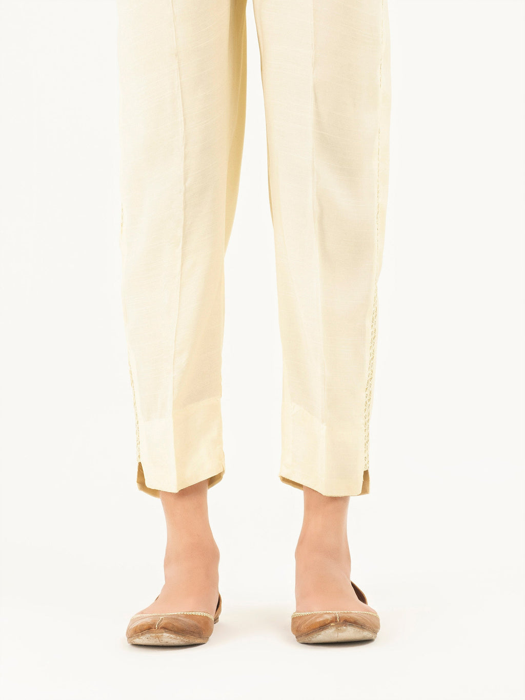 Raw Silk Trousers- Embroidered (Pret)