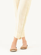 Raw Silk Trousers- Embroidered (Pret)