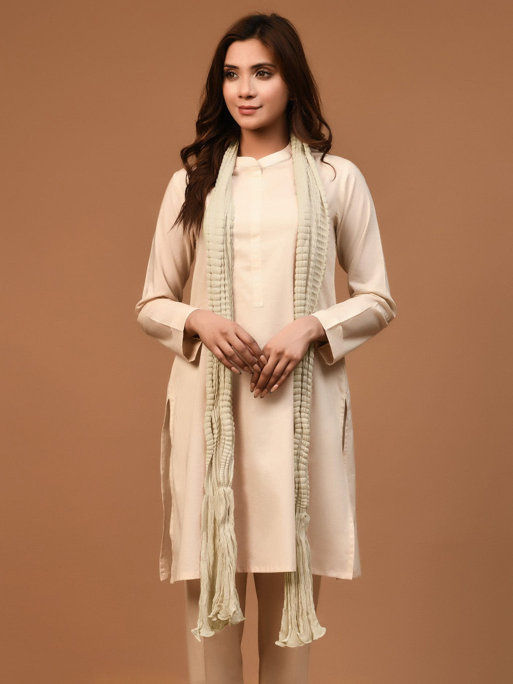 Crushed Dupatta - Lemon Yellow