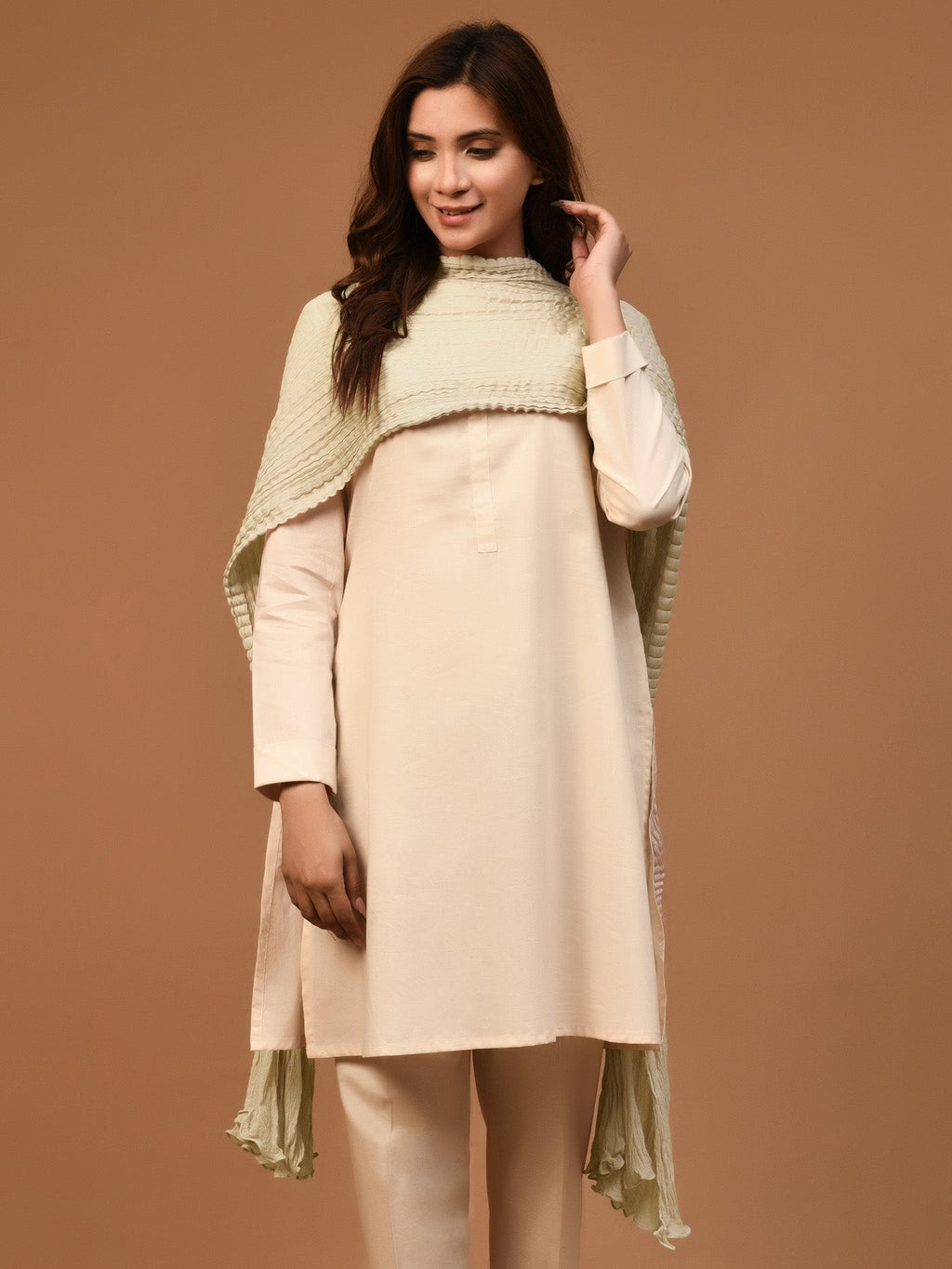 Crushed Dupatta - Lemon Yellow