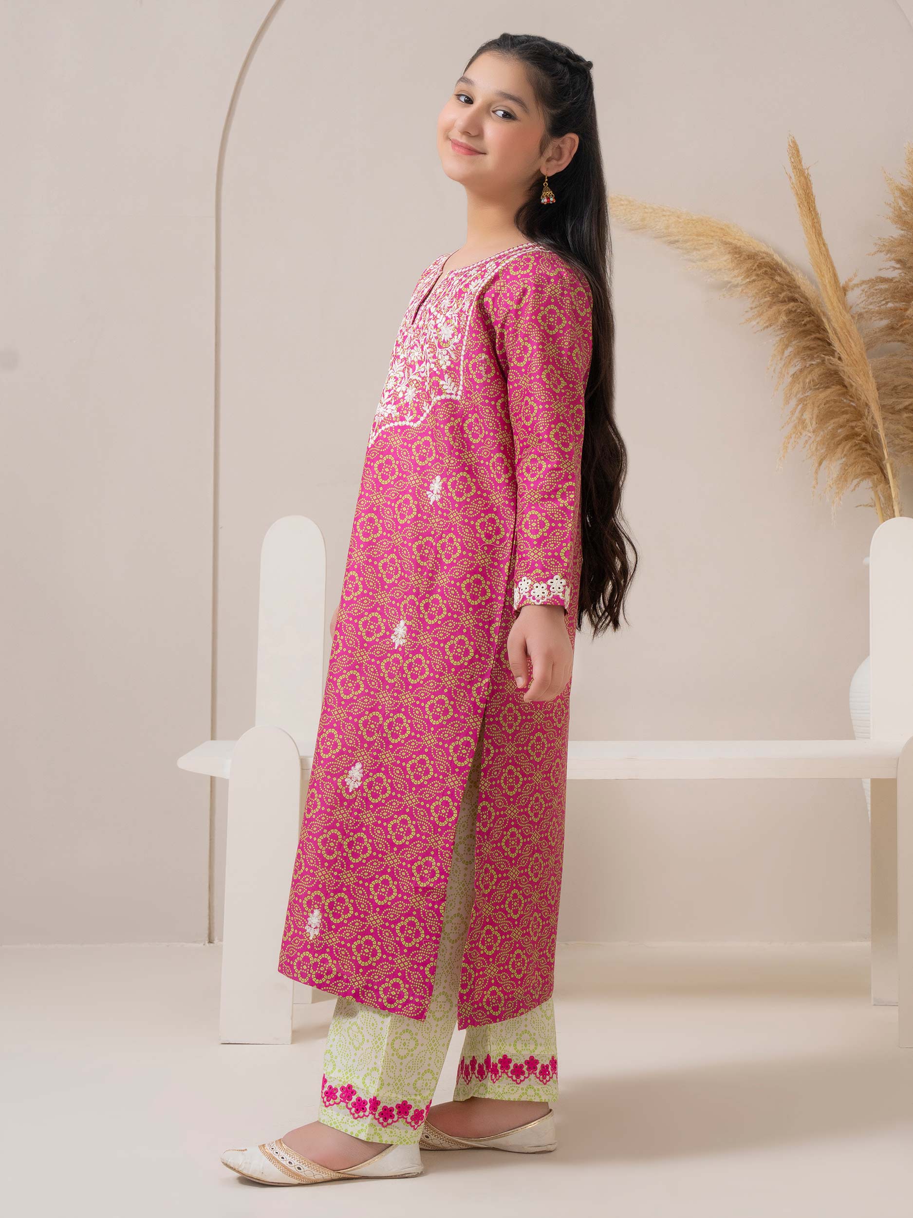 2 Piece Cambric Suit-Embroidered